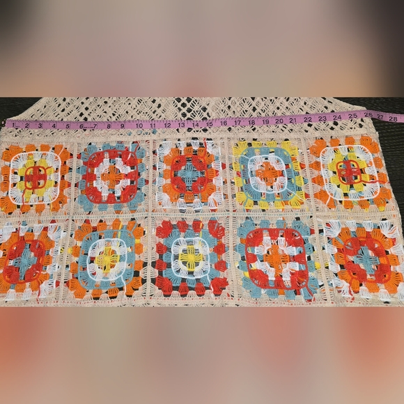 (J) CATO Crochet Open-Front Sweater Vest - Multicolor - Picture 7 of 7